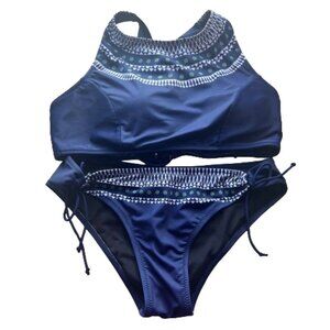 Cupshe Womens Swimsuit Two Piece Bikini Ditzy Floral Geometric Beach Size Medium